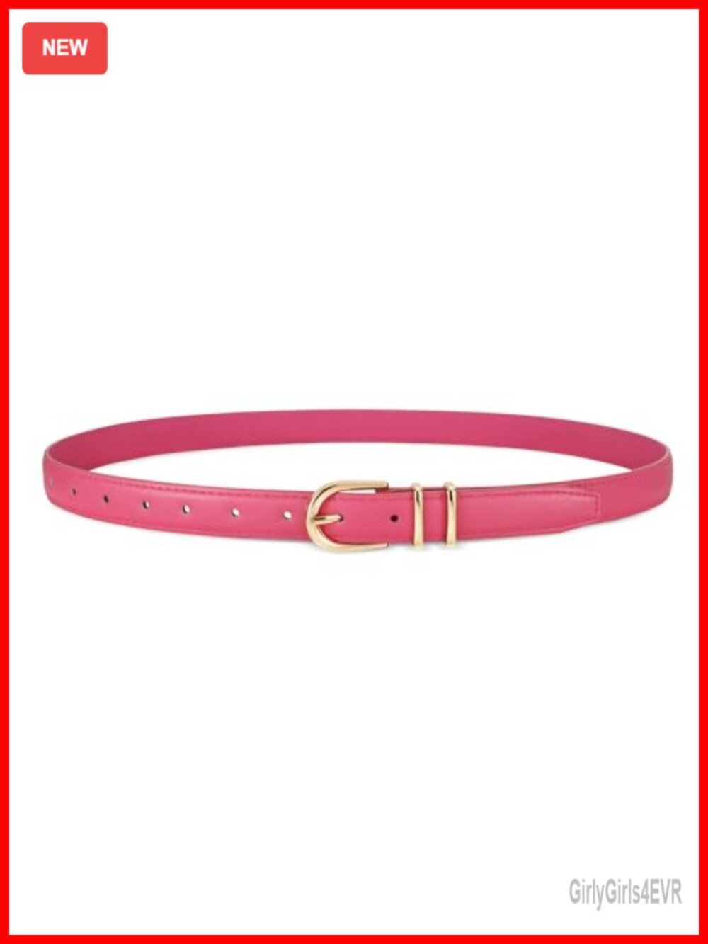 Skinny Faux Leather Belt with Gold Single Prong Buckle